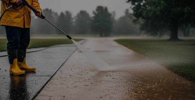 can you pressure wash in the rain