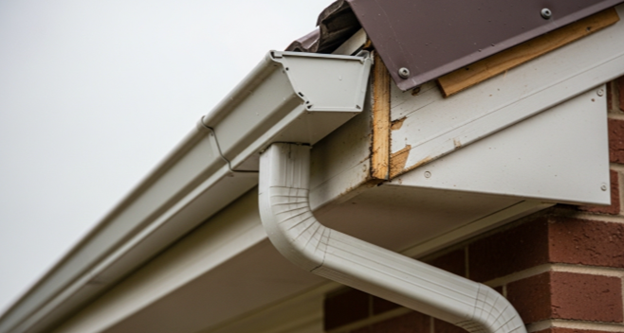 sagging gutter detached from fascia board repair needed
